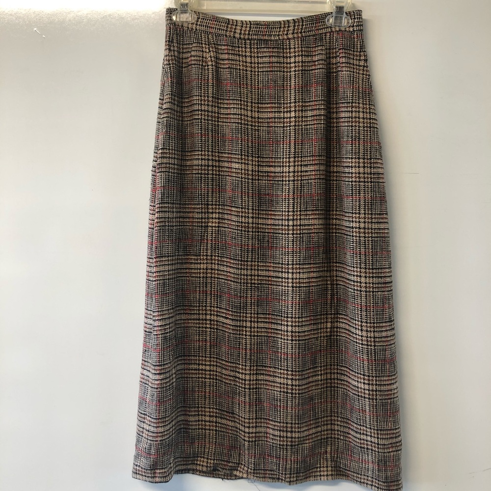 EVAN-PICONE Plaid Midi Skirt with pockets